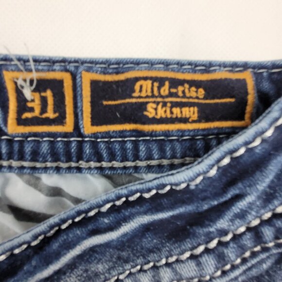 Rock Revival Jeans Womens 31 Blue Yalen Stretch 32x31 Mid Rise Skinny - Picture 8 of 16